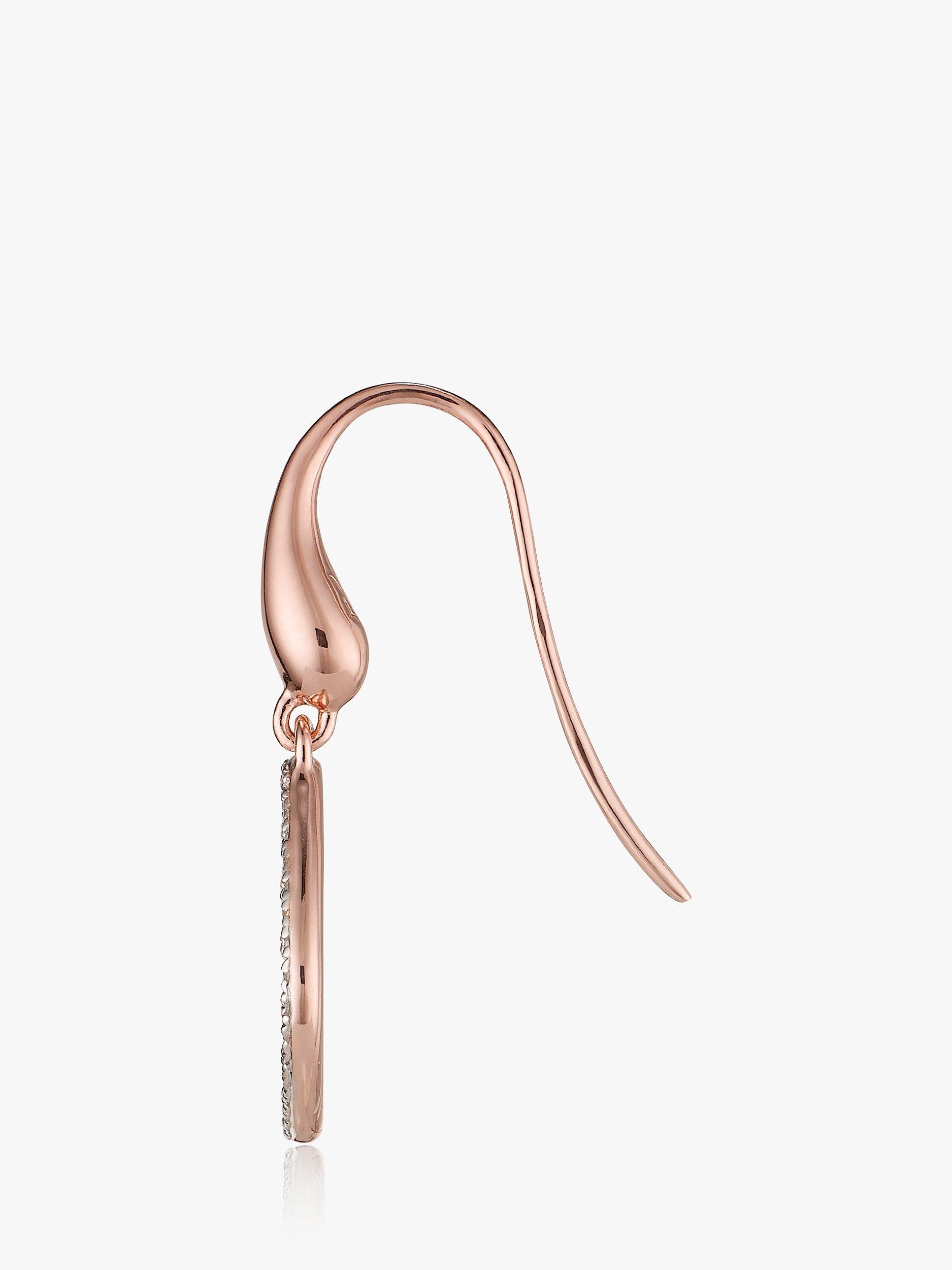 Product image 2 of 6, which shows Monica Vinader Riva Kite Diamond Drop Earrings, Rose Gold