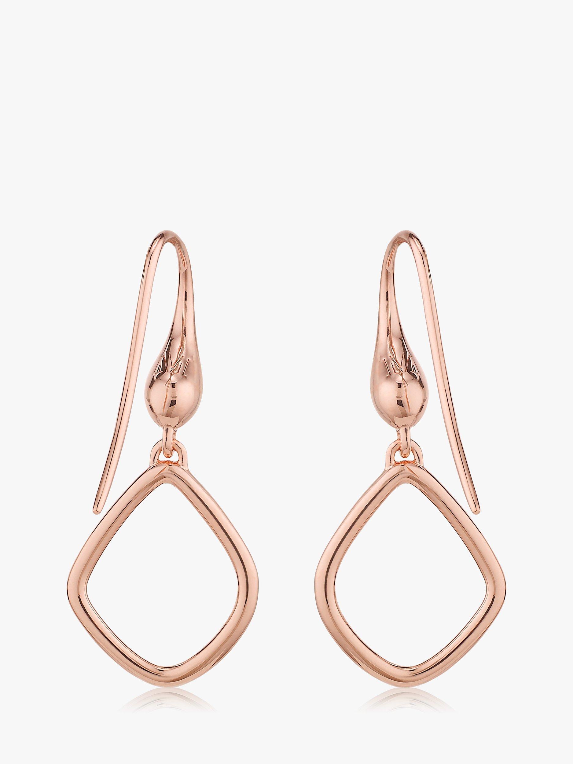 Product image 3 of 6, which shows Monica Vinader Riva Kite Diamond Drop Earrings, Rose Gold