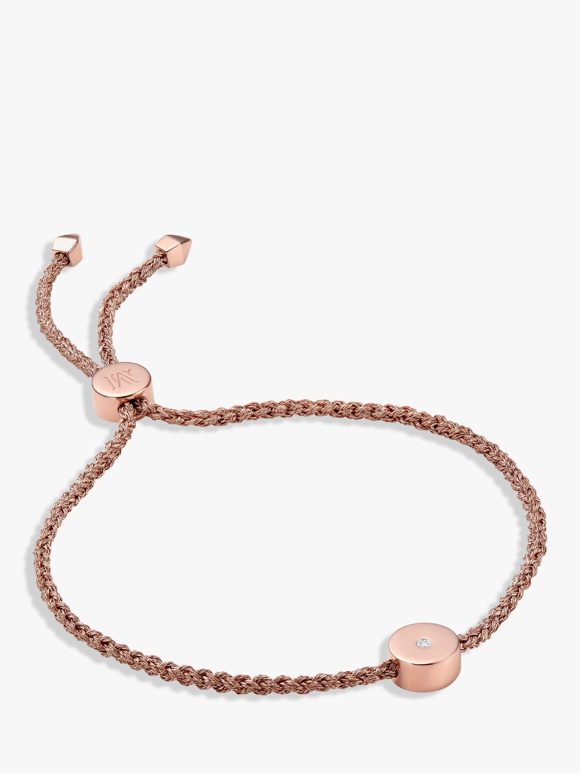 Monica Vinader Linear Solo Diamond Friendship Bracelet, Rose Gold