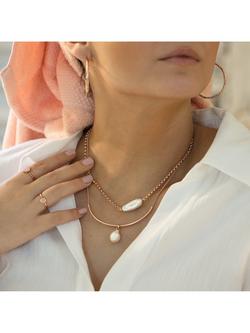 Monica Vinader Nura Pearl Charm - view 2, Rose Gold