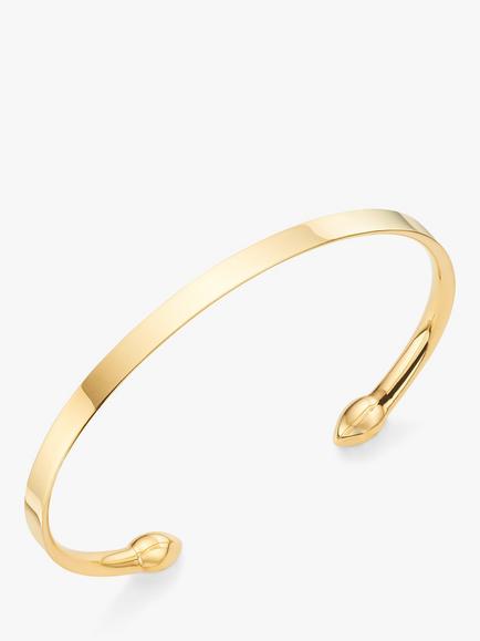 Monica Vinader Fiji Bud Open Cuff, Gold - view 2, Gold