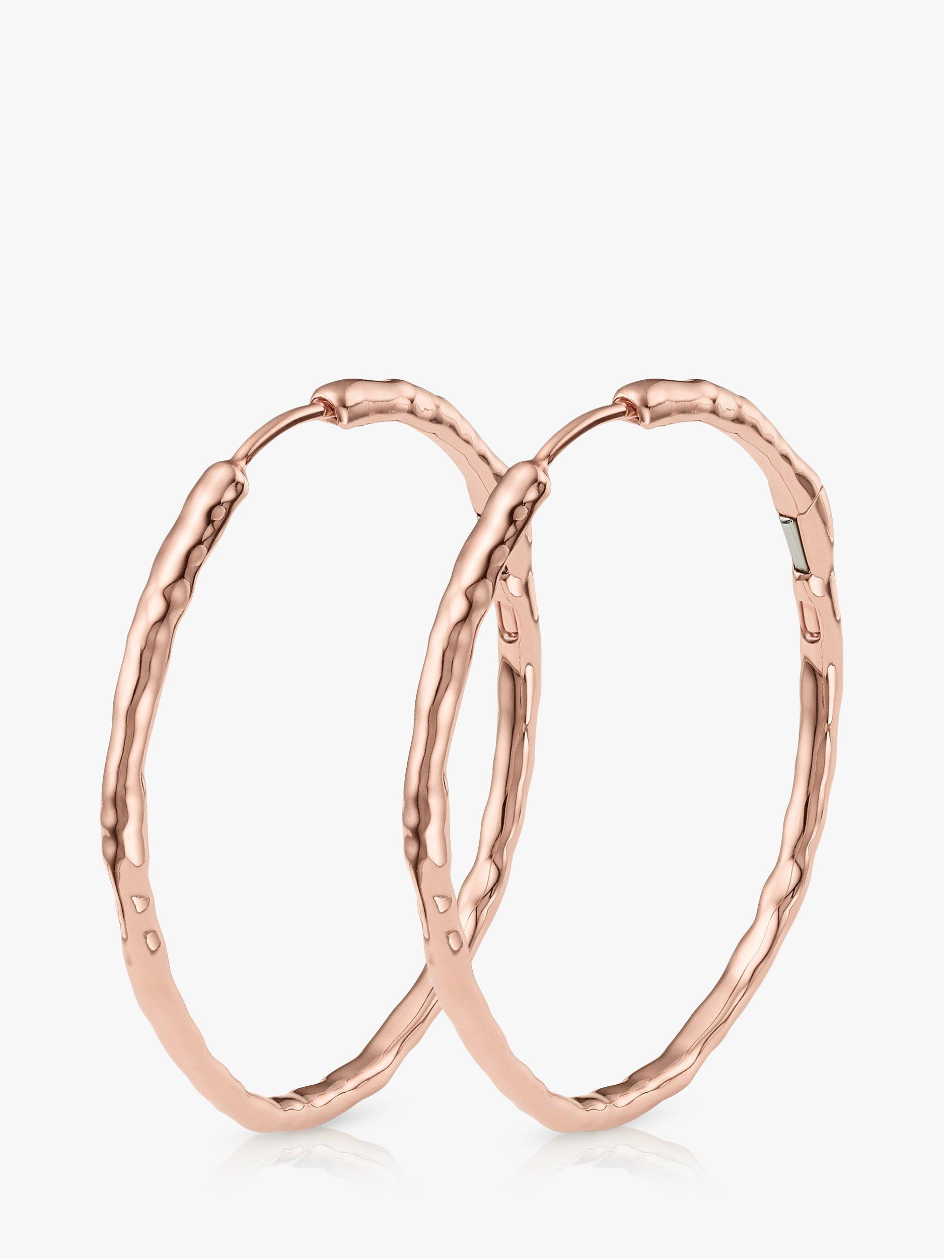 Product image 1 of 4, which shows Monica Vinader Siren Muse Large Hoop Earrings, Rose Gold