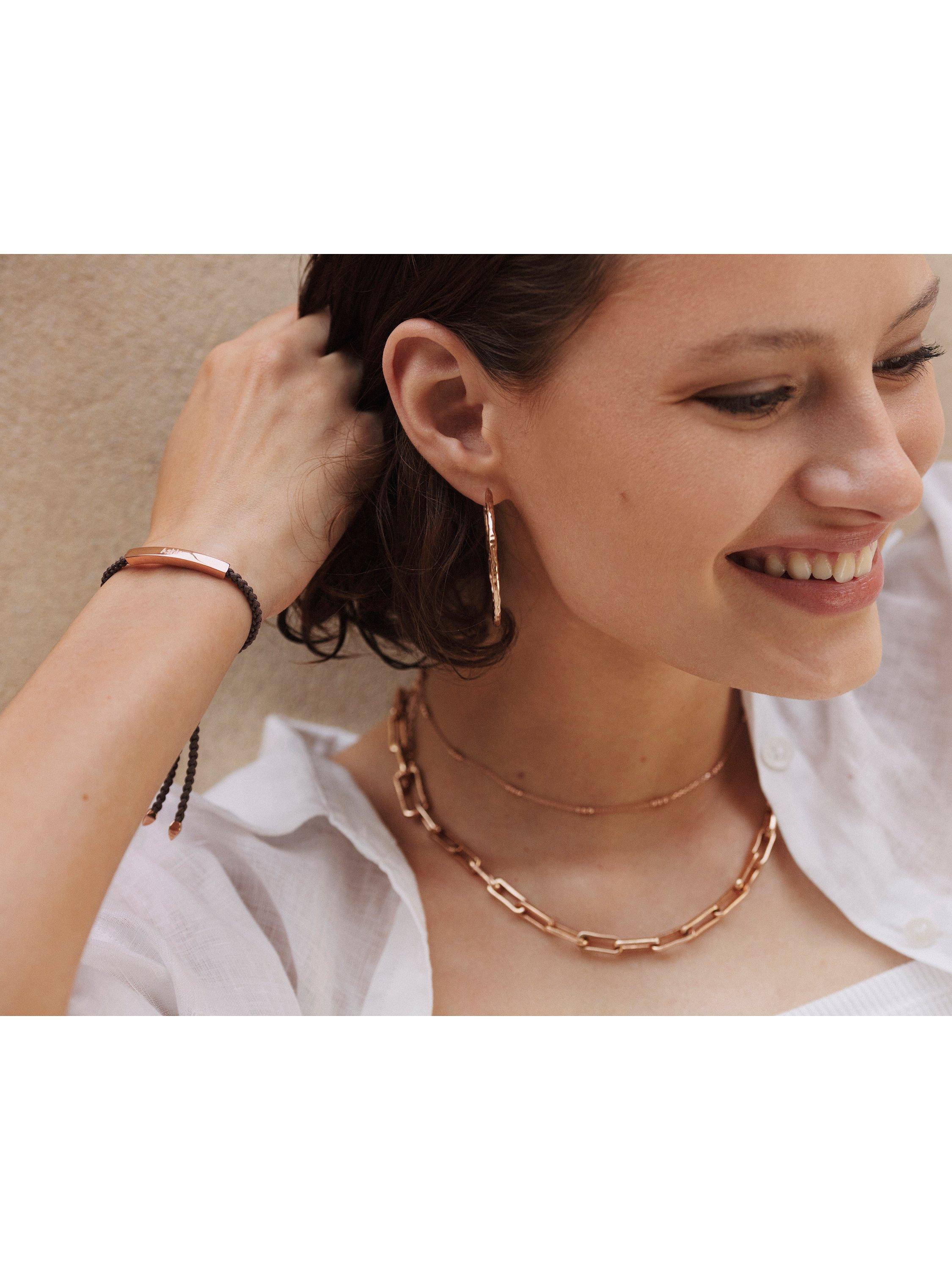 Product image 3 of 4, which shows Monica Vinader Siren Muse Large Hoop Earrings, Rose Gold