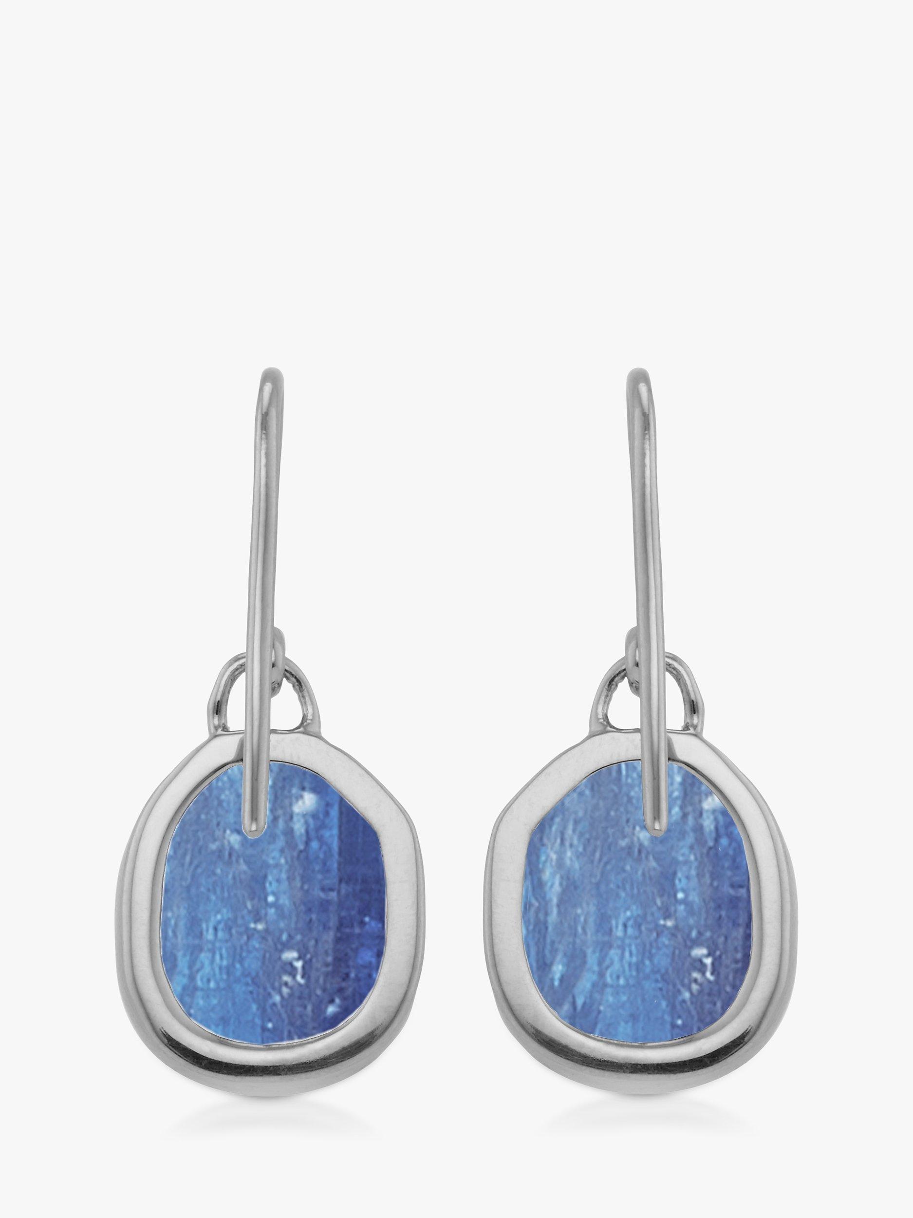 Product image 2 of 5, which shows Monica Vinader Siren Quartz Wire Drop Earrings, Silver/Kyanite