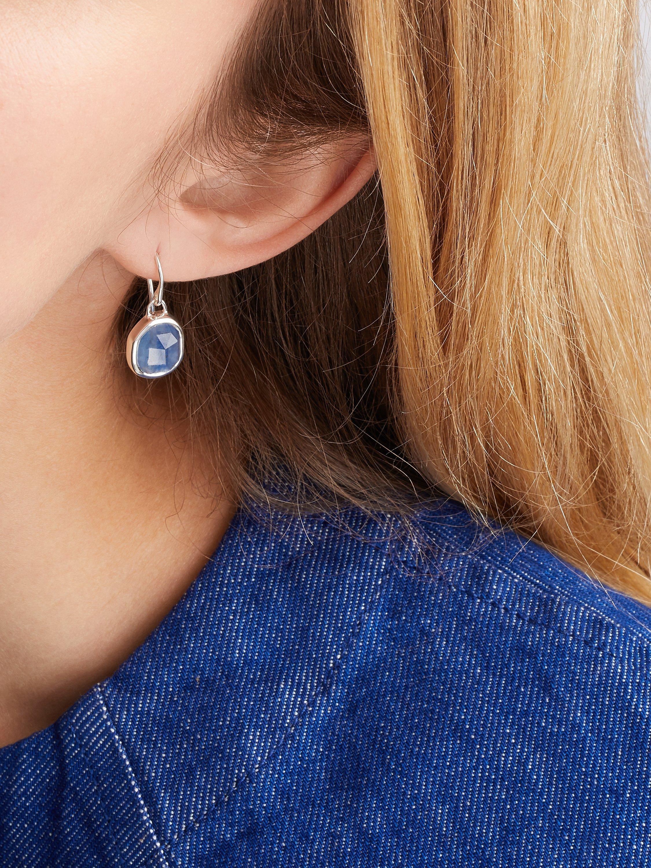 Product image 3 of 5, which shows Monica Vinader Siren Quartz Wire Drop Earrings, Silver/Kyanite