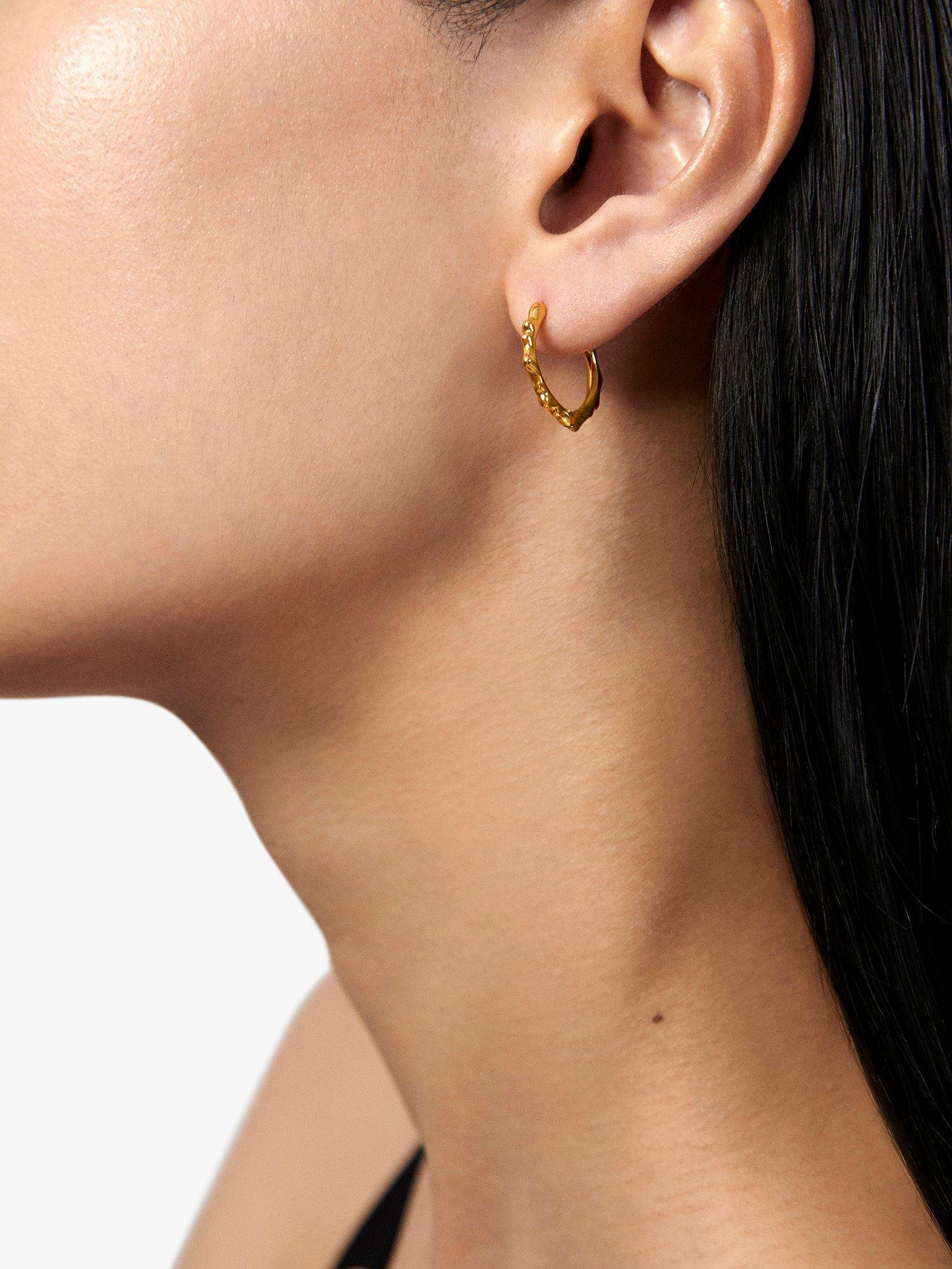 Product image 4 of 6, which shows Monica Vinader Siren Small Hoop Earrings, Gold
