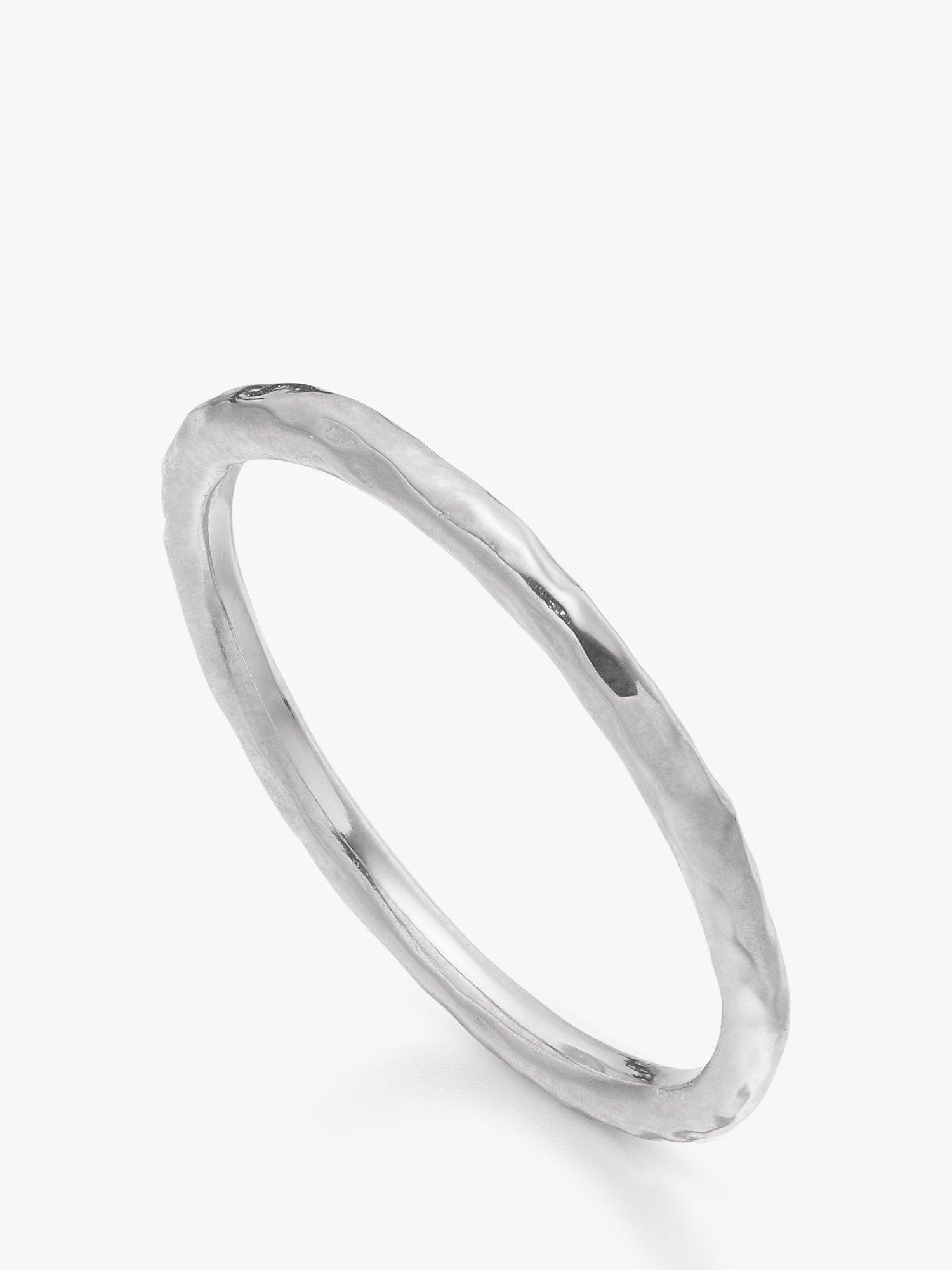 Monica Vinader Siren Hammered Stacking Ring, Silver, M