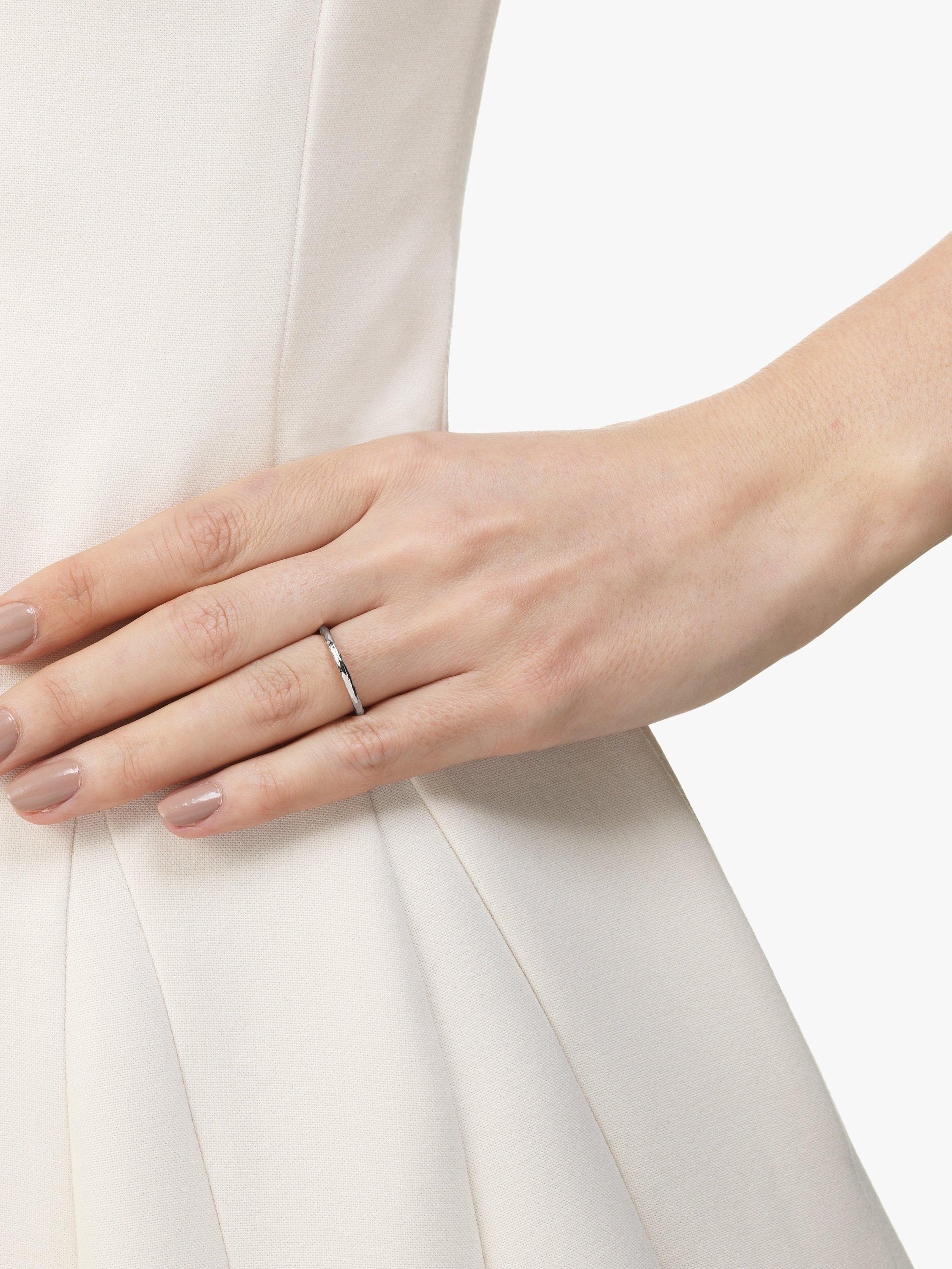 Product image 6 of 7, which shows Monica Vinader Siren Hammered Stacking Ring, Silver, M