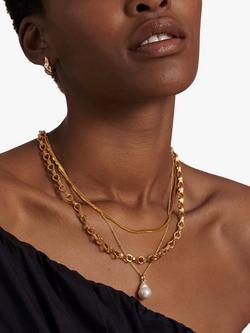 Monica Vinader Nura Pearl Charm - view 2, Gold