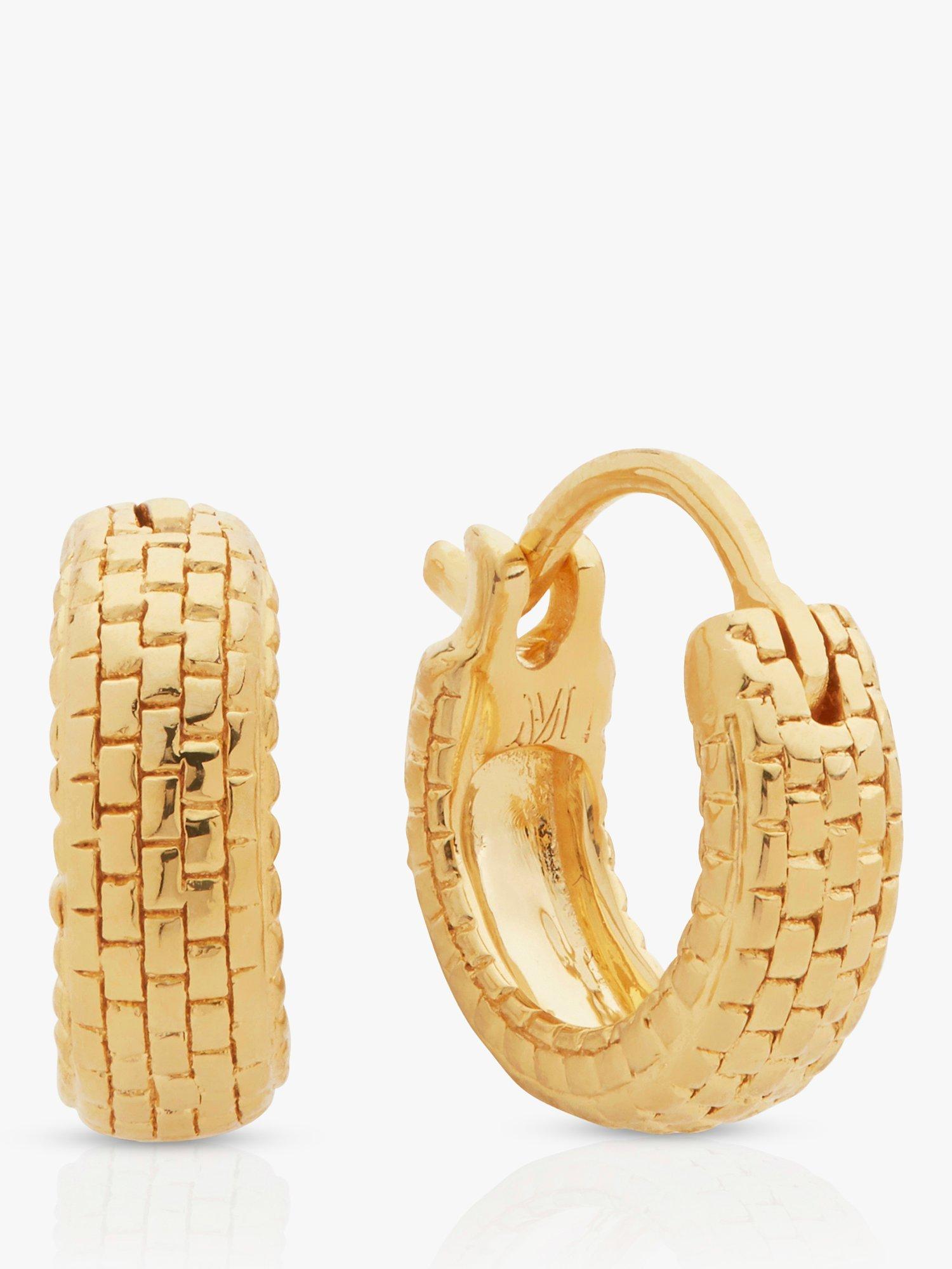 Product image 1 of 6, which shows Monica Vinader Textured Hoop Earrings, Gold