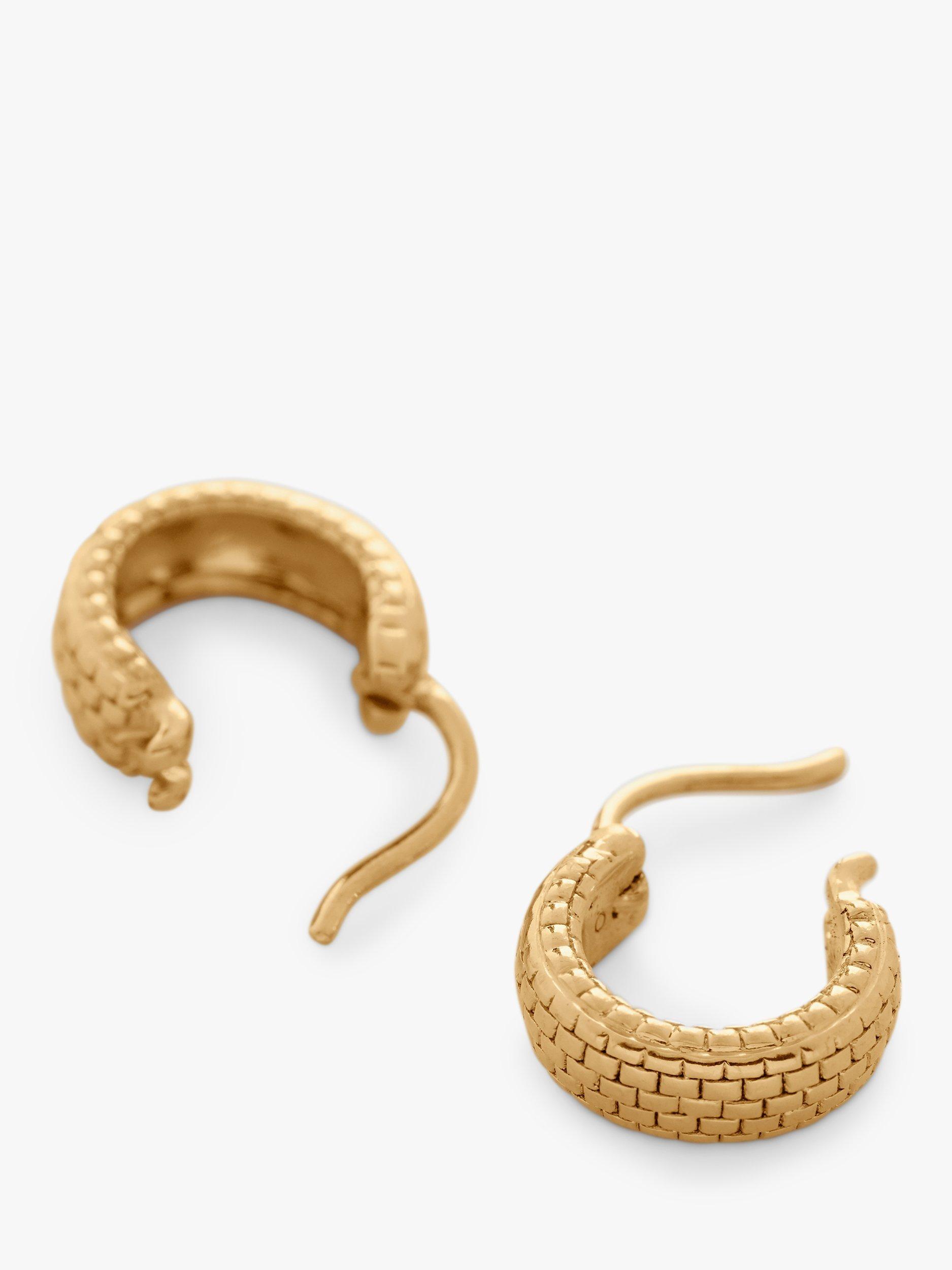 Product image 4 of 6, which shows Monica Vinader Textured Hoop Earrings, Gold