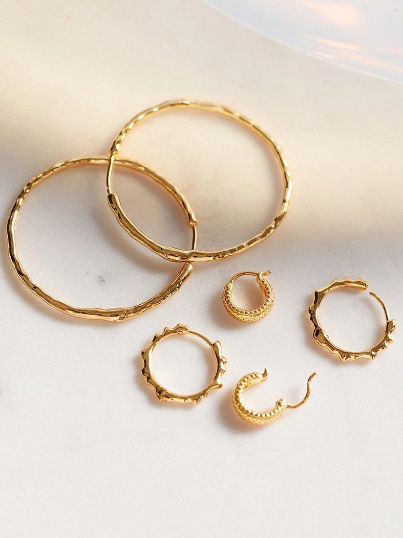 Product image 5 of 6, which shows Monica Vinader Textured Hoop Earrings, Gold