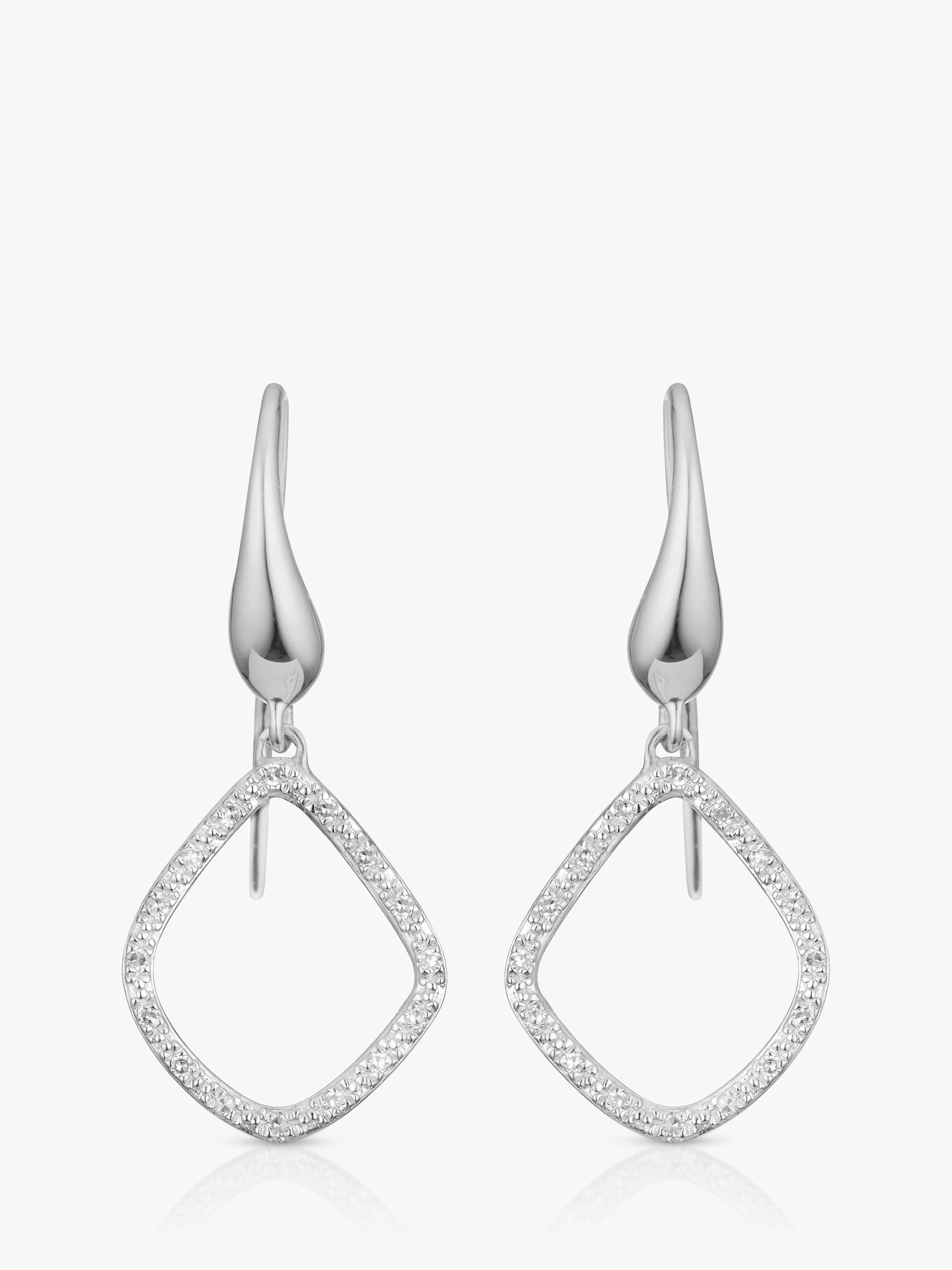 Monica Vinader Riva Kite Diamond Drop Earrings, Silver