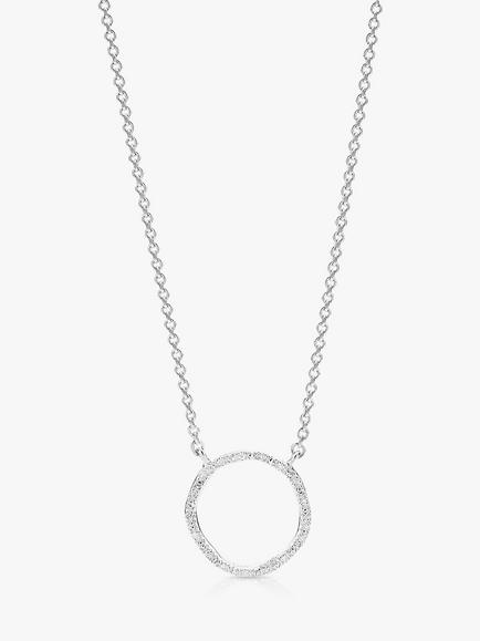 Monica Vinader Riva Circle Diamond Pendant Necklace, Silver