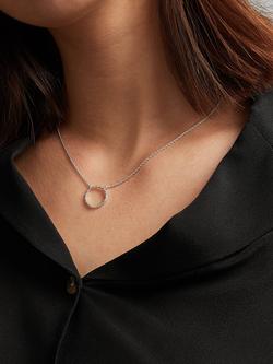 Monica Vinader Riva Circle Diamond Pendant Necklace - view 2, Silver