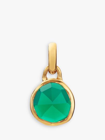 Monica Vinader MV Siren™ Bezel Gemstone Small Pendant, Gold/Green Onyx