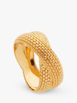 Monica Vinader Heirloom Woven Cross Ring, Gold, Gold