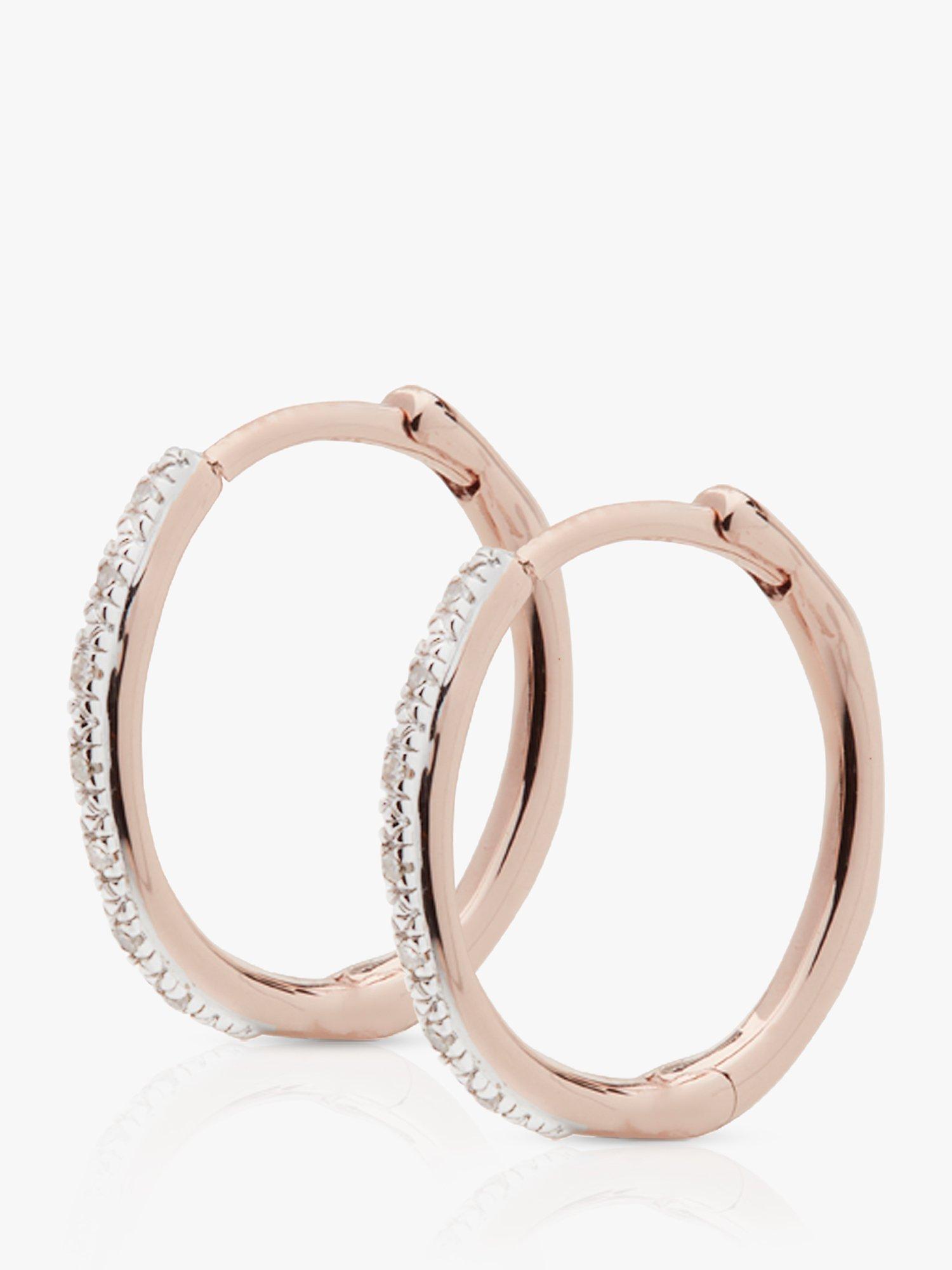 Monica Vinader Riva Wave Diamond Hoop Earrings, Rose Gold