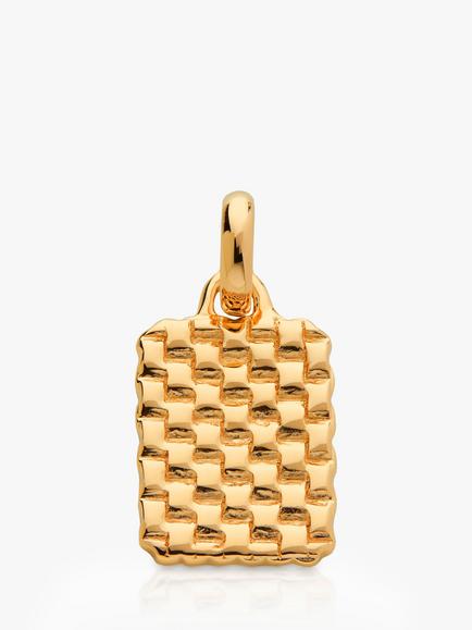 Monica Vinader Textured Rectangular Charm, Gold, Gold