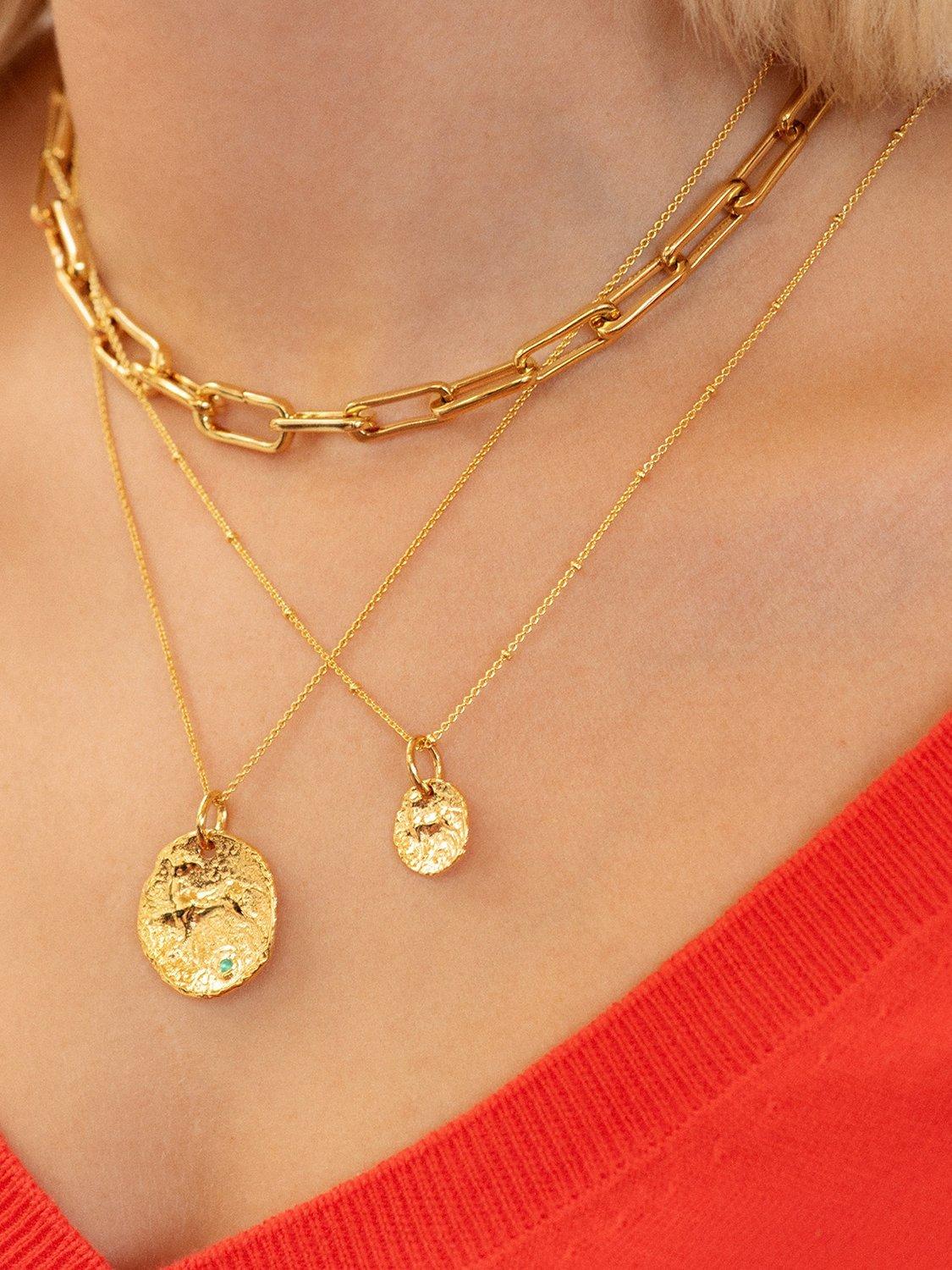 Product image 2 of 4, which shows Monica Vinader Siren Textured Coin Charm, Gold
