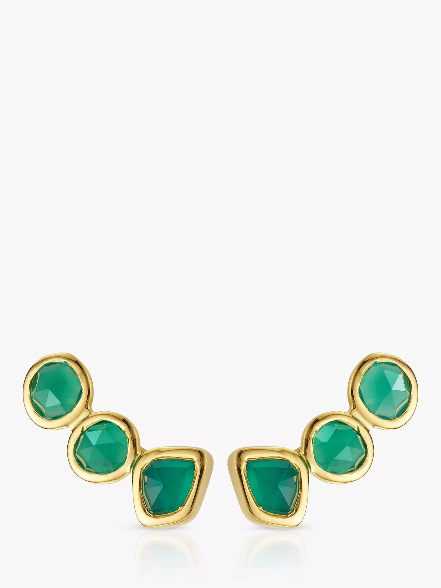 Monica Vinader Siren Onyx Climbers Drop Earrings Gold Green