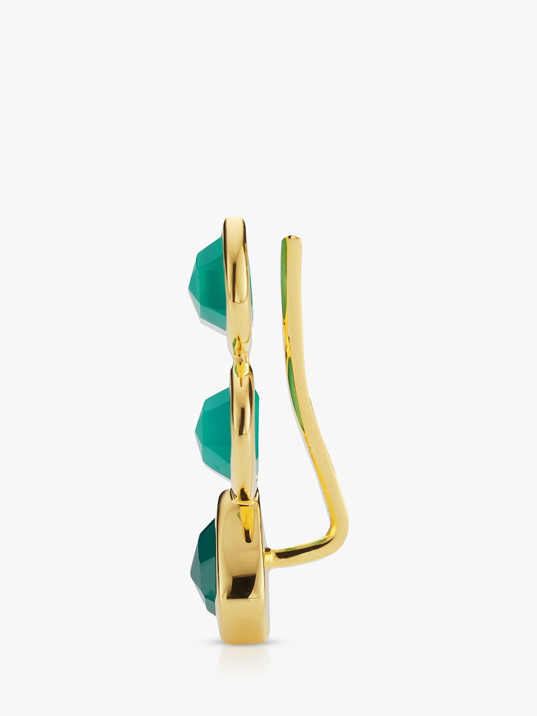 Monica Vinader Siren Onyx Climbers Drop Earrings Gold Green