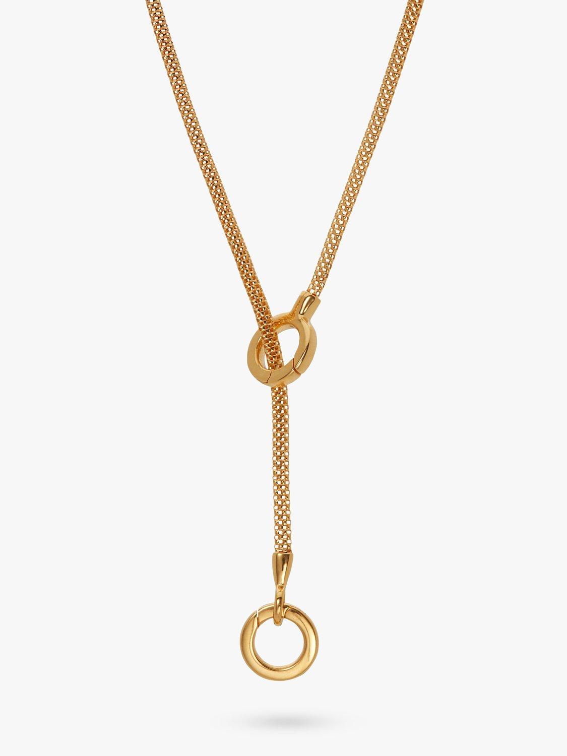 Product image 1 of 4, which shows Monica Vinader Doina Textured Lariat Necklace, Gold