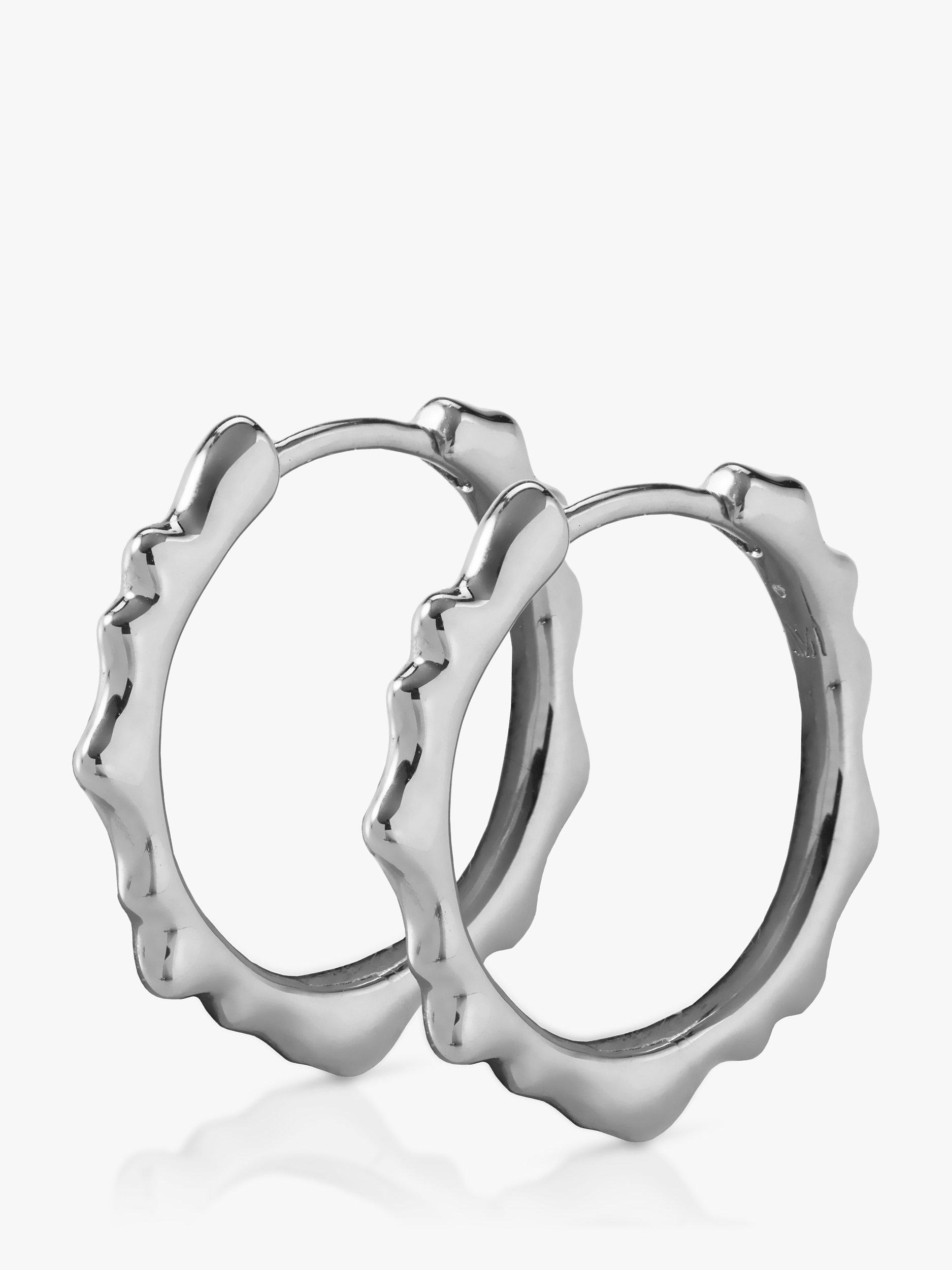 Product image 1 of 5, which shows Monica Vinader Siren Muse Small Hoop Earrings, Silver
