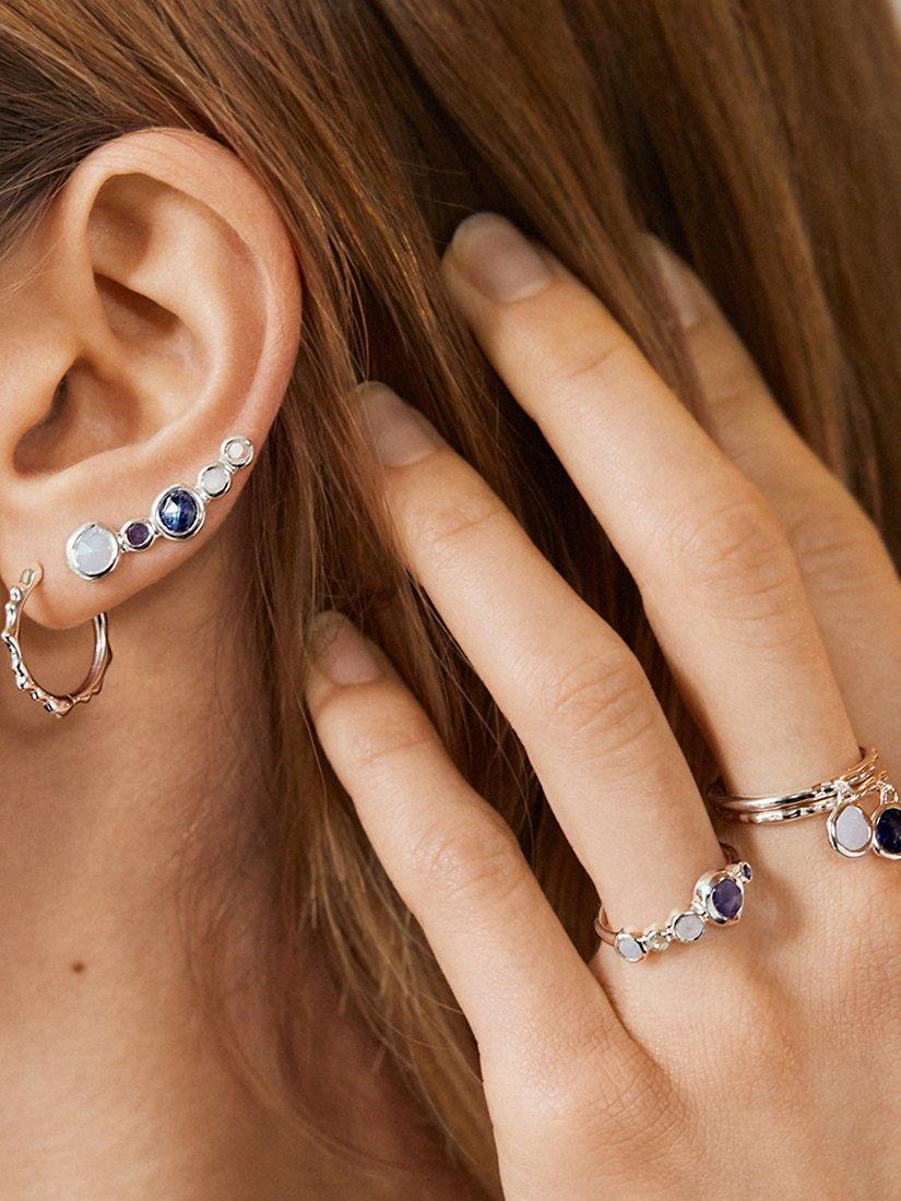 Product image 3 of 5, which shows Monica Vinader Siren Muse Small Hoop Earrings, Silver