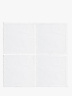 John Lewis Hem Stitch GOTS Organic Cotton Napkins, Set of 4, White, White