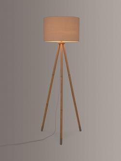 John Lewis Wooden Tripod Floor Lamp, Natural