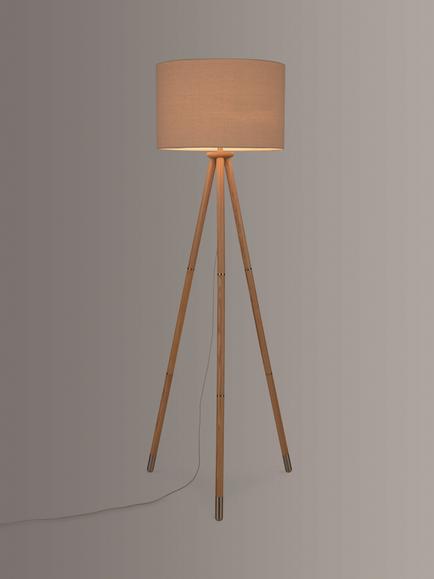 John Lewis Wooden Tripod Floor Lamp, Natural