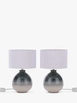 John Lewis Martha Ceramic Table Lamps, Set of 2, Blue/Green