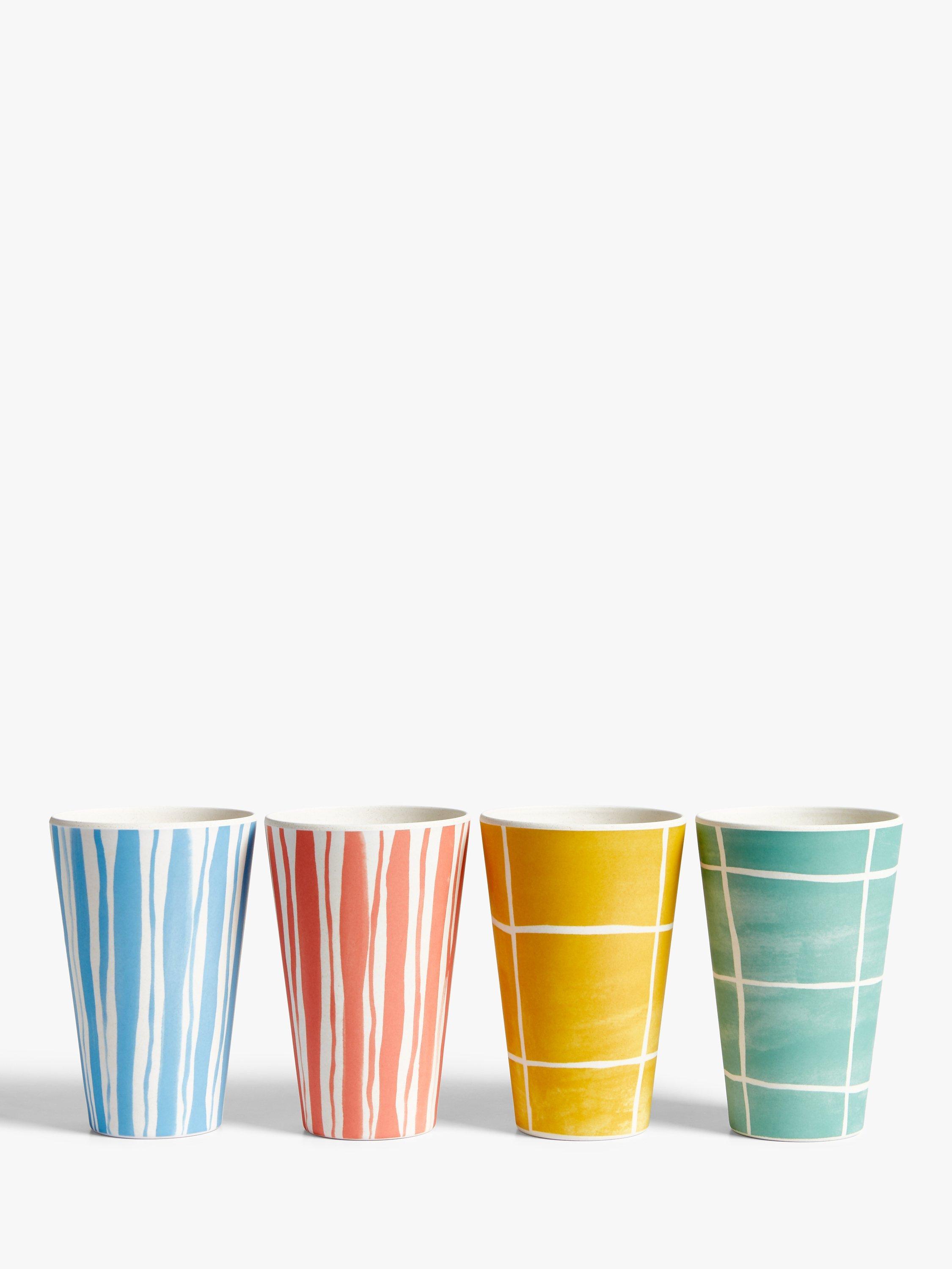 John Lewis Bamboo Picnic Patterned Tumblers, Set of 4, 400ml, Assorted
