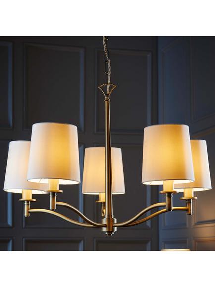 Bay Lighting Eleanor 5 Arm Ceiling Light, Antique Brass - view 2, Antique Brass