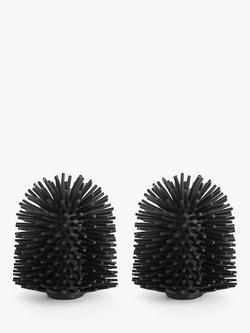 John Lewis Silicone Toilet Brush Head, 85mm, Pack of 2, Black