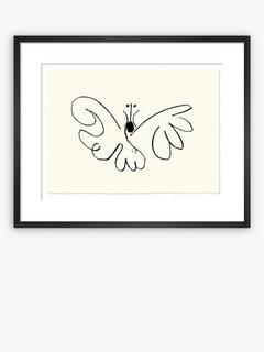 John Lewis Pablo Picasso 'Papillon' Butterfly Sketch Framed Print, 37 x 47cm, Black/White