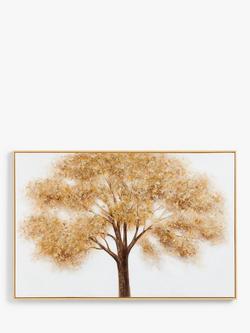 John Lewis 'Gold Tree' Hand-Finished Framed Canvas Print, 80 x 120cm, Gold, Gold
