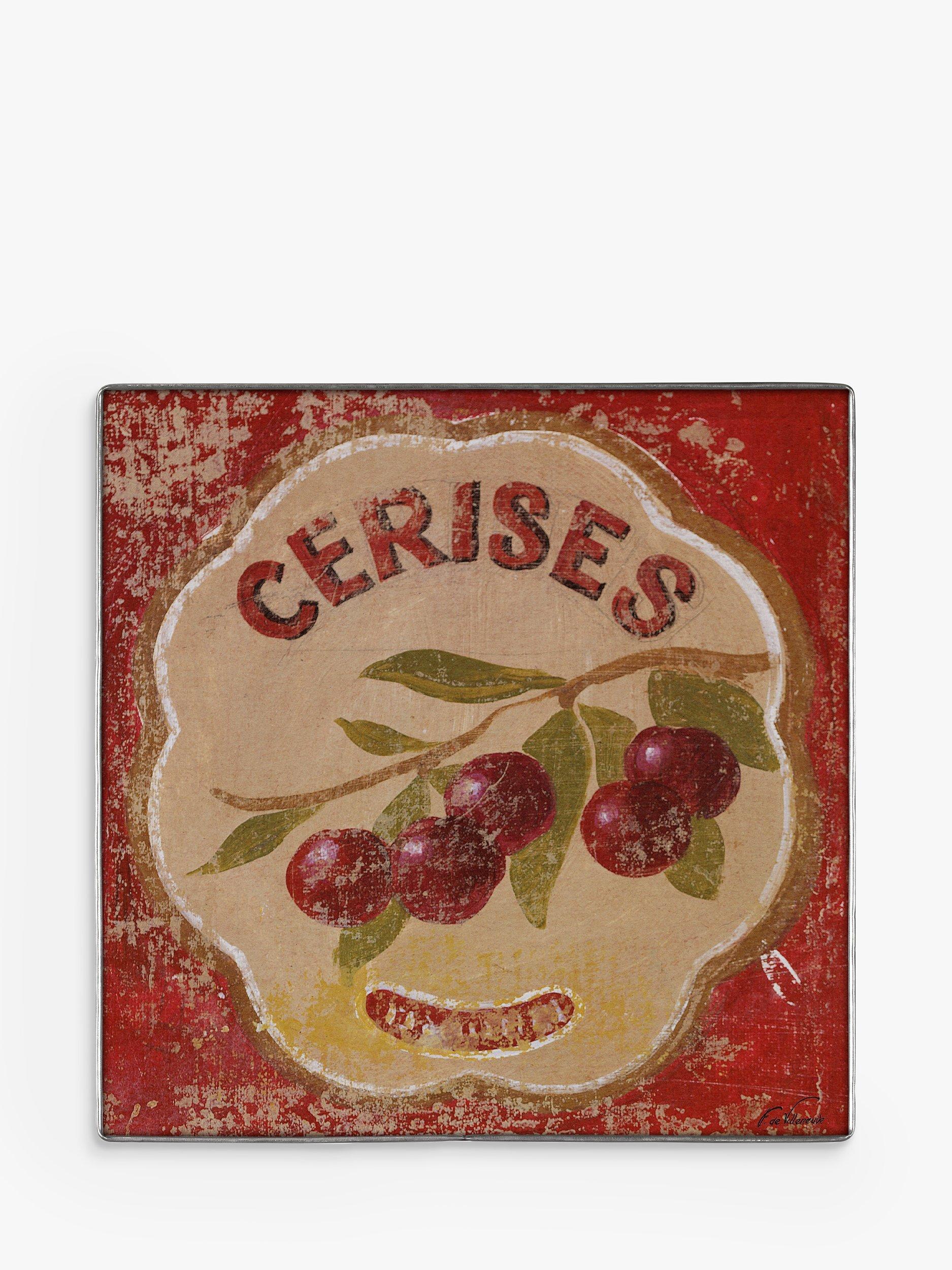 Fabrice De Villeneuve - 'Cerises' Galvanized Steel Panel, 30 x 30cm, Red