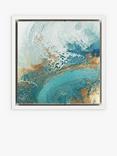 John Lewis Shaylen Broughton Abstract Framed Canvas Print, 29 x 29cm, Blue/Gold