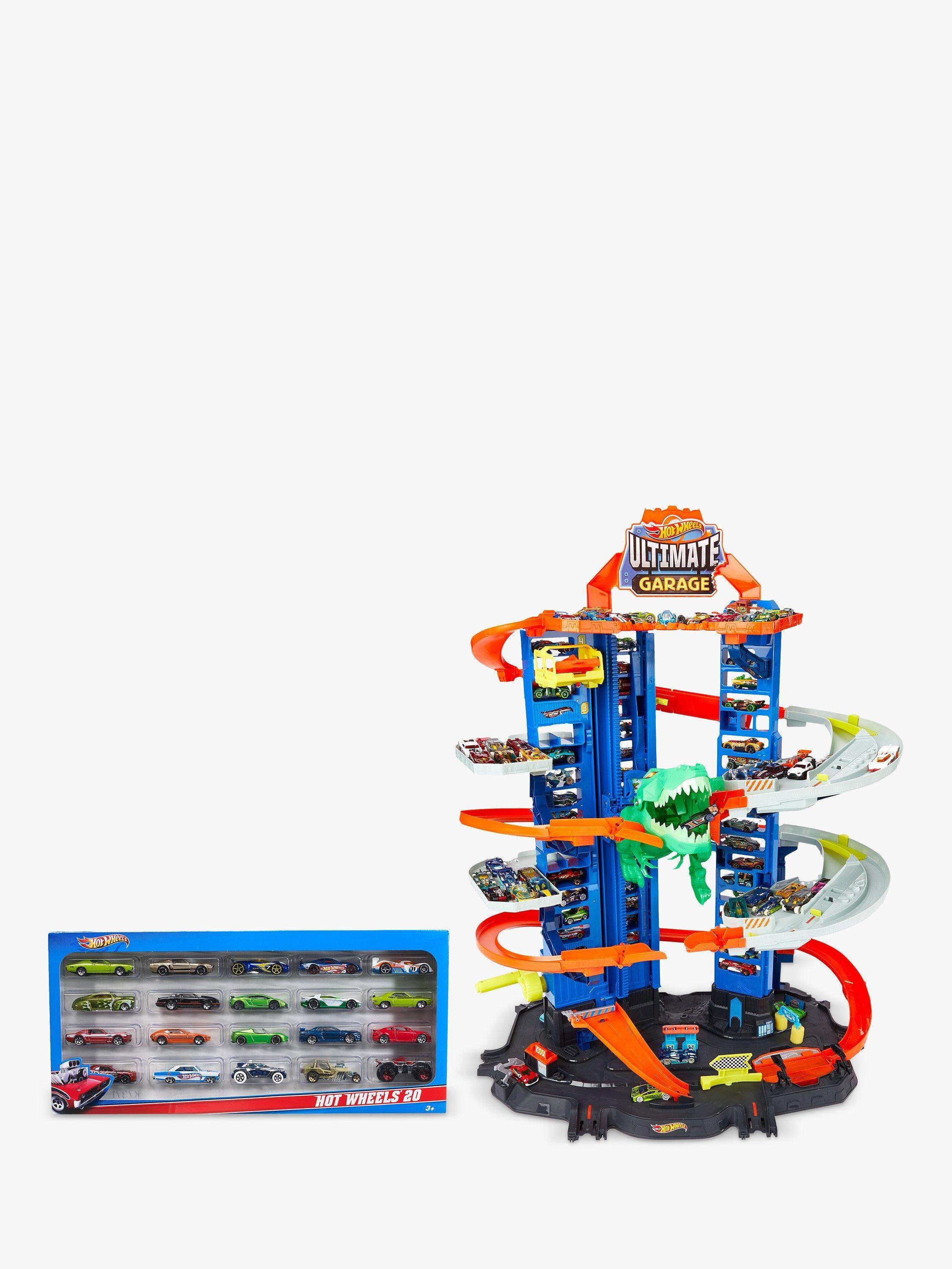 Hot Wheels City Ultimate Garage Track Set Bundle with Hot Wheels Character Cars, Pack of 20
