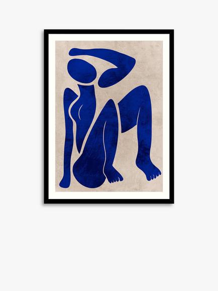 John Lewis Marcus Prime 'Postured Darling' Nude Framed Print & Mount, 104.5 x 78.5cm, Blue, Blue