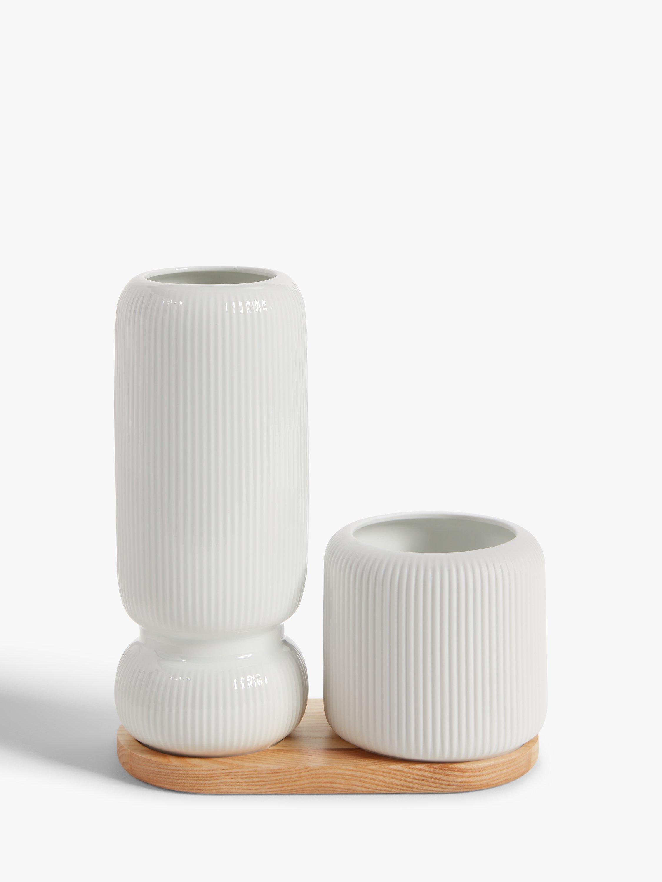 John Lewis Porcelain Vases on Ash Board