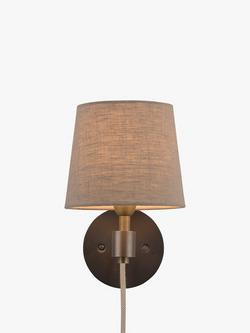 John Lewis Ansel Plug-In Wall Light, Antique Pewter, Antique Pewter