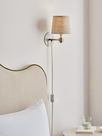 John Lewis Ansel Plug-In Wall Light, Antique Pewter - view 2, Antique Pewter