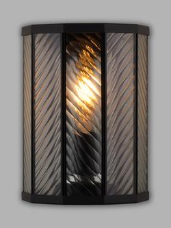 John Lewis Herringbone Glass Outdoor Wall Light, Clear/Black, Clear/Black