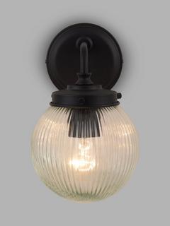 John Lewis Vintage Globe Outdoor Wall Light, Clear/Black