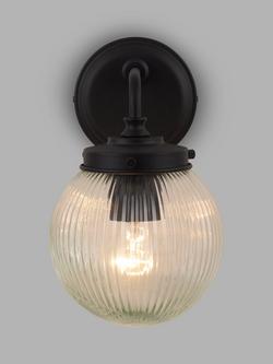 John Lewis Vintage Globe Outdoor Wall Light, Clear/Black, Clear/Black