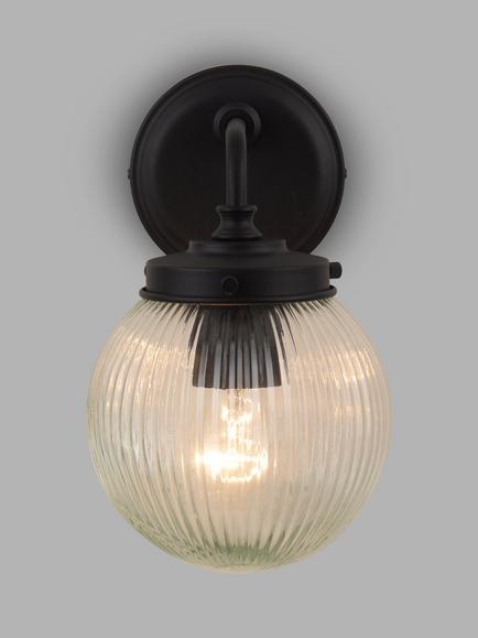 John Lewis Vintage Globe Outdoor Wall Light, Clear/Black, Clear/Black