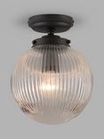 John Lewis Vintage Globe Flush Outdoor Light, Clear/Black